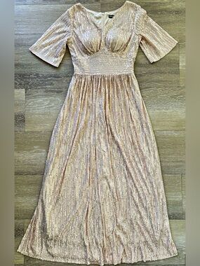 SHEIN Gold Sequin Maxi Dress with Short Sleeves